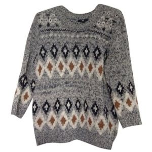 H&M Marled Tribal Print Chunky Boxy Sweater Sz M